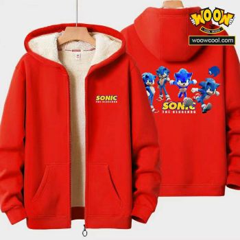 Sonic Unisex Boy's Girls Winter Warm Sherpa Lined Zip Up Sweatshirt Fleece Jacket 1