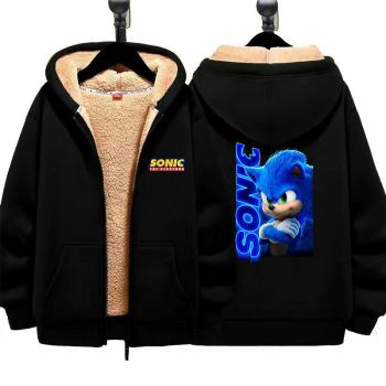 Sonic Unisex Boy's Girls Winter Warm Sherpa Lined Zip Up Sweatshirt Fleece Jacket