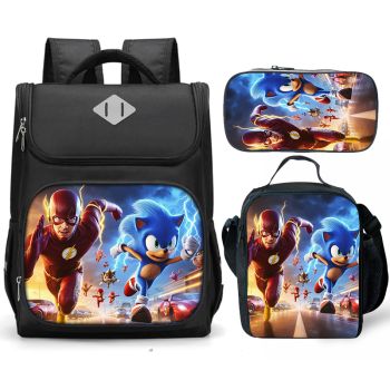 Sonic The Hedgehog Backpack for Girls & Boys for Kindergarten & Elementary School, Adjustable Straps & Padded Back, Lightweight Travel Bag for Kids 