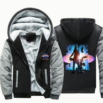 Boys Space Jam Zip Up Hoodie Heavyweight Winter Sweatshirt Fleece Sherpa Lined Warm Kids Jacket
