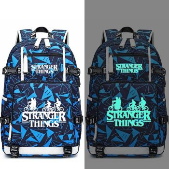 Stranger Things Backpack USB charging port Bookbag Glows in the dark