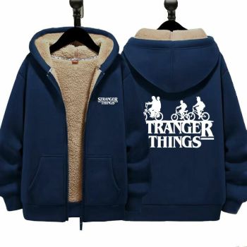 Stranger Things Boys Girls Kid's Winter Sherpa Lined Zip Up Sweatshirt Jacket Hoodie