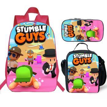 Stumble Guys 3 Piece Backpack Set for Pre-School Girls & Boys, Kids 16" School Bag