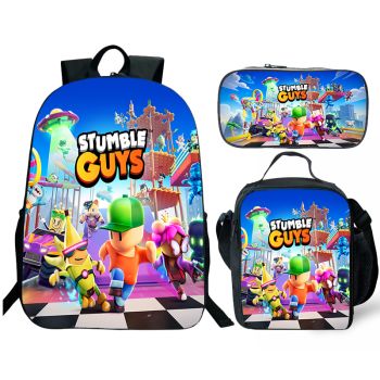 Stumble Guys Backpack and Lunch box school bag Waterproof Bookbag Laptop bag Travel bag Kids Gifts Idea