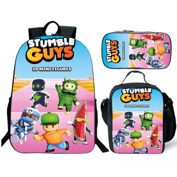 Stumble Guys Backpack for Girls & Boys for Kindergarten & Elementary School, Adjustable Straps & Padded Back, Lightweight Travel Bag for Kids 