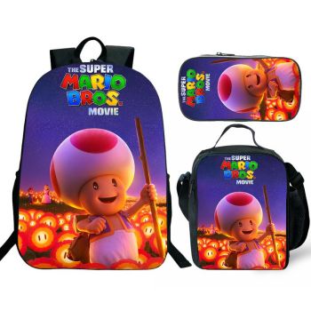Super Mario Backpack Lunch box School Bag Kids Bookbag 1