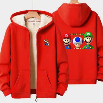 Super Mario Unisex Boy's Girls Winter Warm Sherpa Lined Zip Up Sweatshirt Fleece Jacket 1