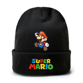 Super Mario Cap Wool Winter Beanie Skull Cap Embroidery Cuffed Hat
