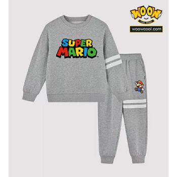 Super Mario LOGO kids sweat suits 2 piece sweatpants and hoodies