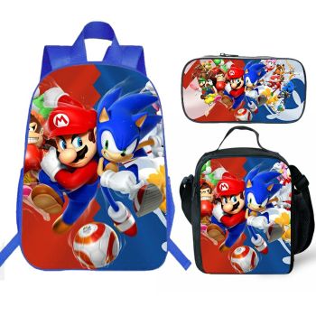 Super Smash Bros and Sonic The Hedgehog backpack boys for girl school Lunch box School Bag