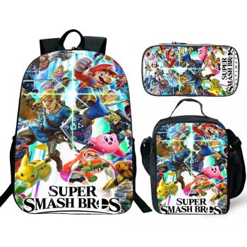 Super Smash Bros Backpack Lunch box School Bag Kids Bookbag