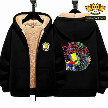 The Simpsons Boys Girls Kid's Winter Sherpa Lined Zip Up Sweatshirt Jacket Hoodie 1