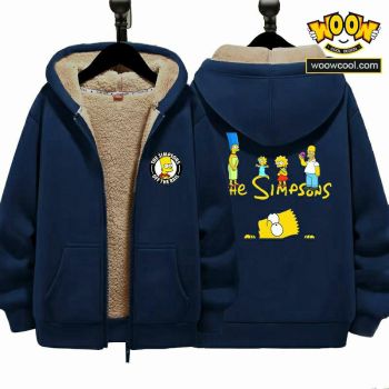 The Simpsons Unisex Boy's Girls Winter Warm Sherpa Lined Zip Up Sweatshirt Fleece Jacket