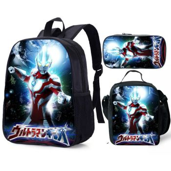 Ultraman Backpack and Lunch box For School Bag Boys Girls Bookbag with Lunch Bag Pen Case