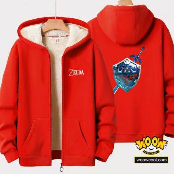 Zelda Boys Girls Kid's Winter Sherpa Lined Zip Up Sweatshirt Jacket Hoodie 3