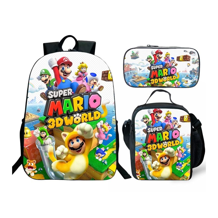 Super Mario Kids Backpack Animals School Bag Insulated Lunch Bag Pen Case Lot 