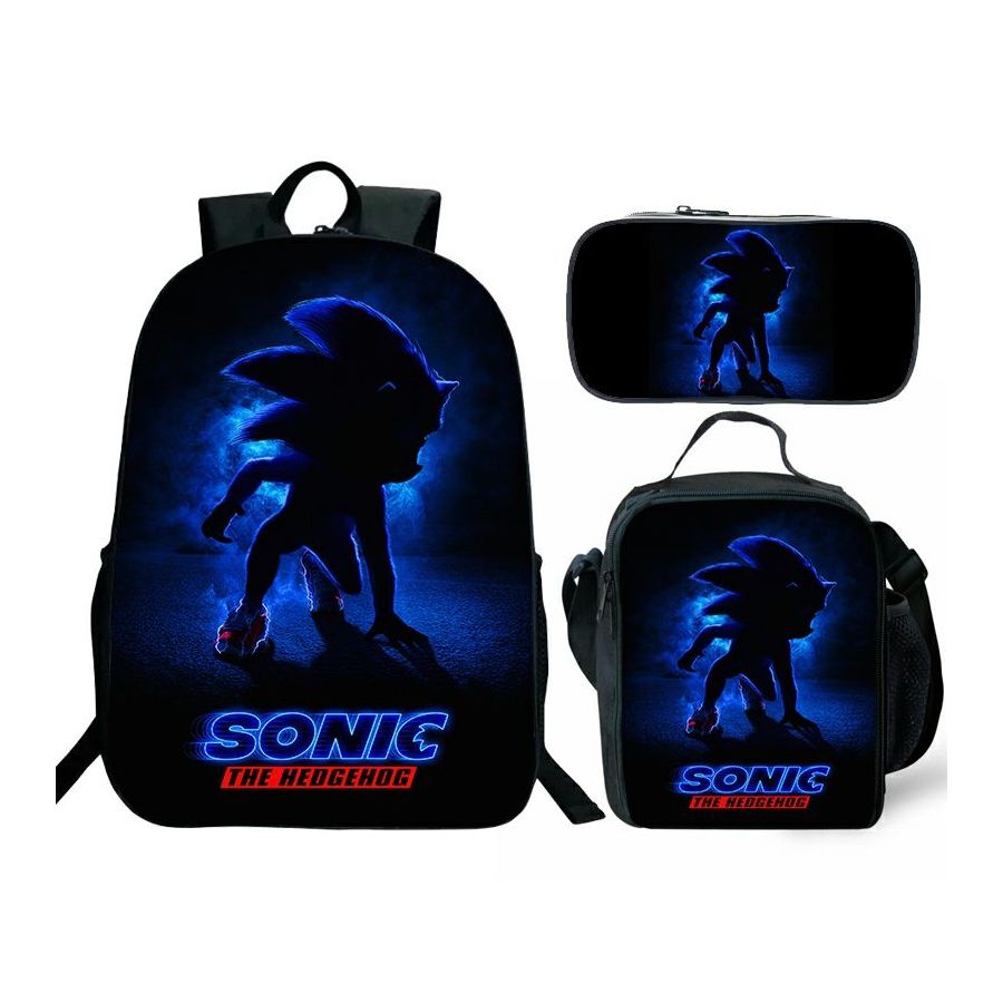 Sonic the Hedgehog Kids Backpack Leakproof Lunch Box Shoulder Bag Pen Case Lot