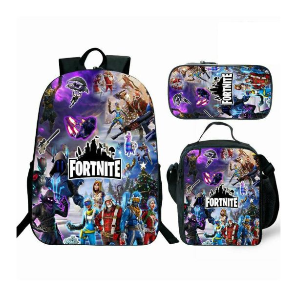 Fortnite Backpack Lunch box School Bag Kid Bookbag 
