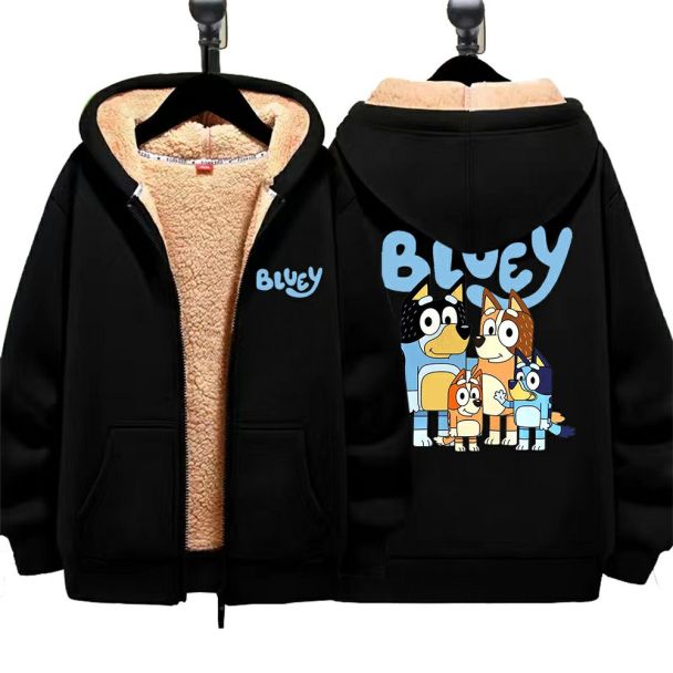 Bluey Unisex Boy's Girls Winter Warm Sherpa Lined Zip Up Sweatshirt Fleece Jacket