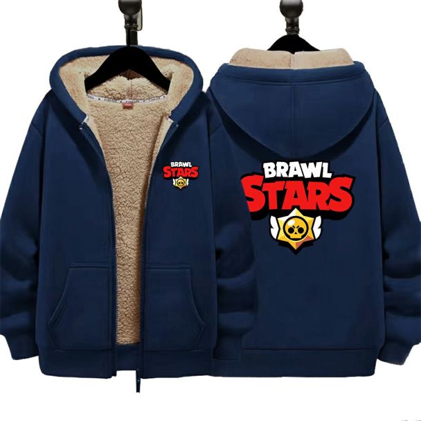 Brawl Stars LOGO Unisex Boy's Girls Winter Warm Sherpa Lined Zip Up Sweatshirt Fleece Jacket
