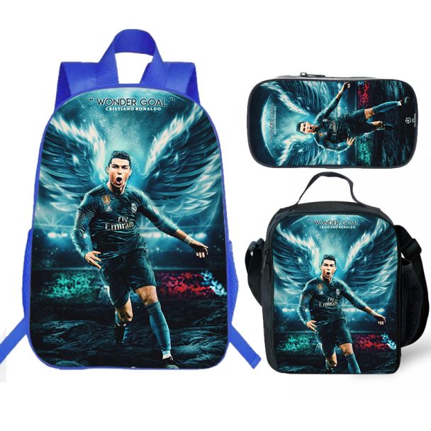 Cristiano Ronaldo backpack CR7 bookback kids boys school Lunch box School Bag