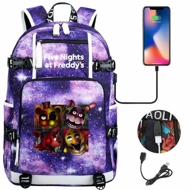Five Nights at Freddy's USB charging port Bookbag