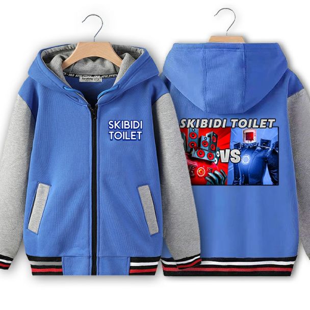 HOT Skibidi toilet Soft Brushed Fleece Zip-Up Hooded Sweatshirt Hoodie for Boys or Girls