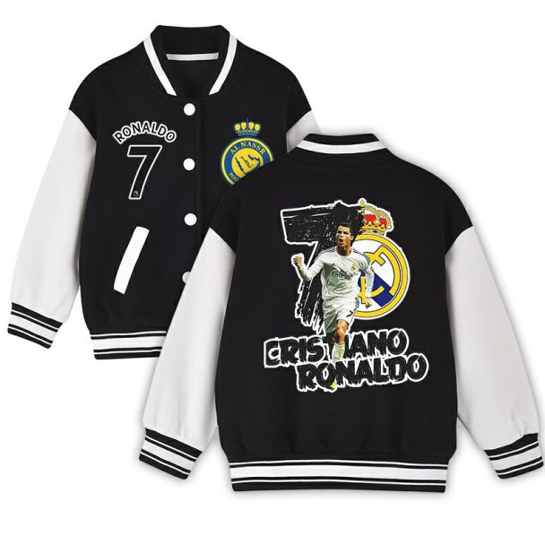 Kids Cristiano Ronaldo Varsity Jacket Girls Boys Baseball Jacket Bomber Coat POP Jackets with Pocket