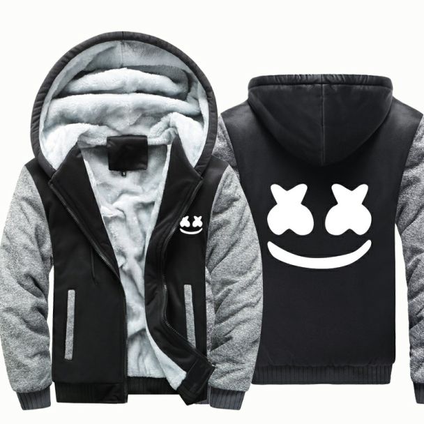 Boys Marshmello Zip Up Hoodie Heavyweight Winter Sweatshirt Fleece Sherpa Lined Warm Kids Jacket