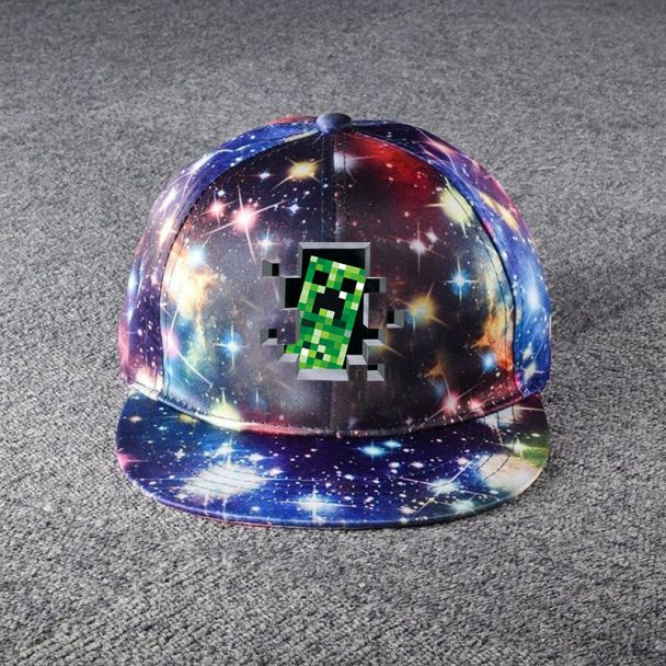 Minecraft Galaxy Snapback Hat Adjustable Flat Bill Baseball Cap