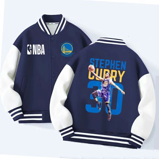 NBA Golden State Warriors Kids Varsity Jacket Girls Boys Baseball Jacket Bomber Coat School Jackets with Pocket