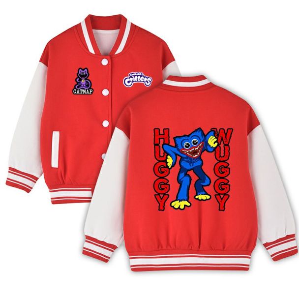 NEW Poppy Playtime Kids Varsity Jacket Girls Boys Baseball Jacket Bomber Coat School Jackets with Pocket
