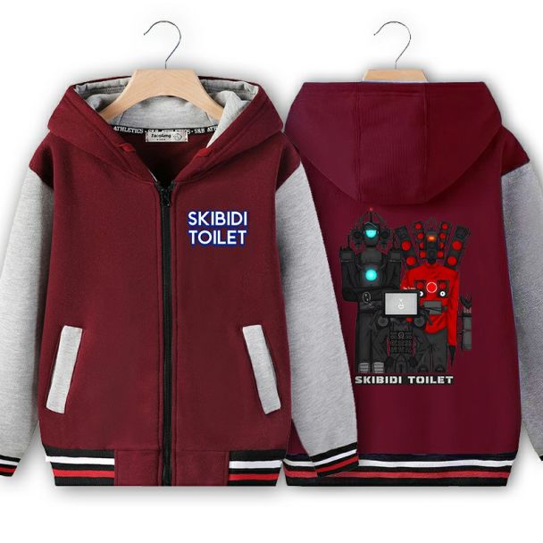 NEW Skibidi toilet Kids Soft Brushed Fleece Zip-Up Hooded Sweatshirt Hoodie for Boys or Girls