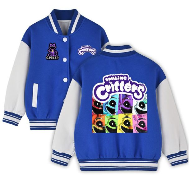 NEW Smiling Critters Kids Varsity Jacket Girls Boys Baseball Jacket Bomber Coat School Jackets with Pocket