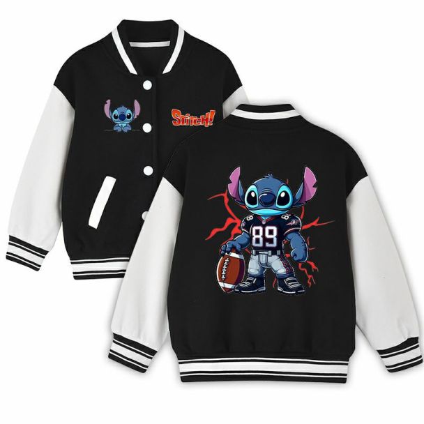 NEW Stitch Kids Varsity Jacket Girls Boys Baseball Jacket Bomber Coat School Jackets with Pocket