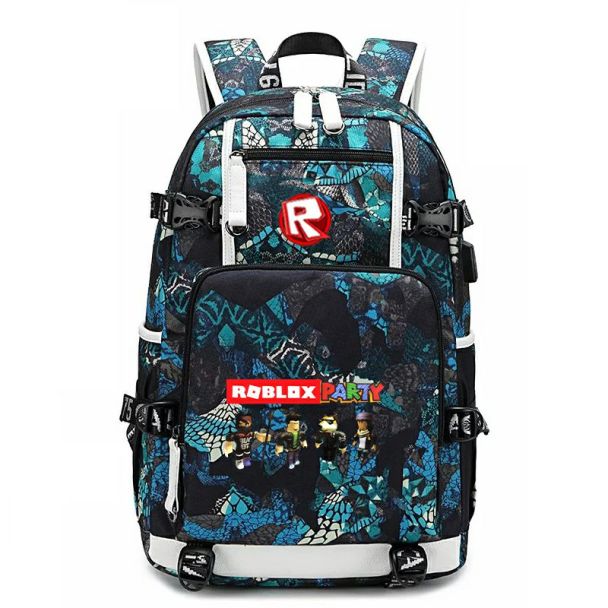 Roblox party backpack large capacity bookbag With USB port