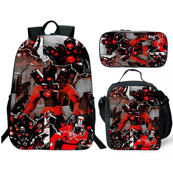 Skibidi toilet titan Backpack and Lunch box titan school bag Waterproof Bookbag Laptop bag Travel bag Kids Gifts Idea