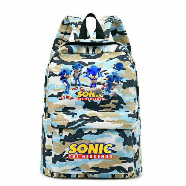 Sonic The Hedgehog Camouflage Backpack School Bag Kids Bookbags