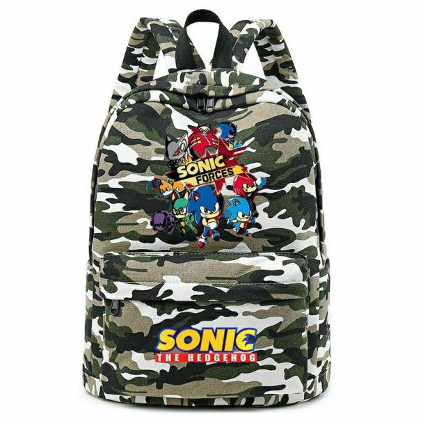 Sonic The Hedgehog Camouflage Backpack School Bag Kids Bookbags 5