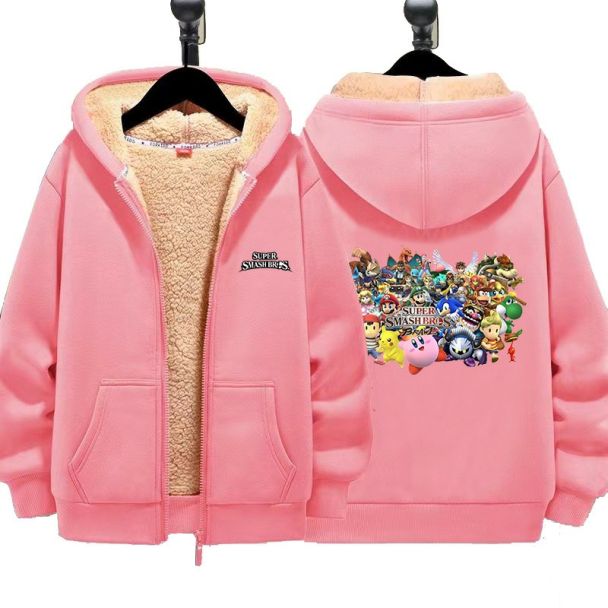 Super Smash Bros Unisex Boy's Girls Winter Warm Sherpa Lined Zip Up Sweatshirt Fleece Jacket