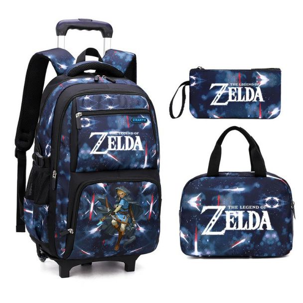The Legend of Zelda Galaxy-Print Rolling-Backpack Boys-Bookbag on Wheels, Galaxy Wheel Backpack, Wheel Trolley Bag for School 