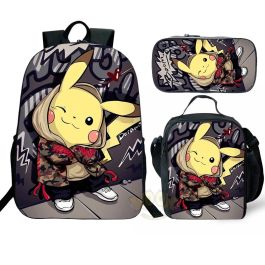 Pokemon Pikachu Backpack and Lunch box School Bag Kid Bookbag Best Gifts