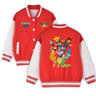 Boys Girls College Baseball Jacket Pikachu Varsity Jacket Boys Girls Clothes Christmas gifts