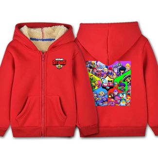 Brawl Stars Unisex Boy's Girls Winter Warm Sherpa Lined Zip Up Sweatshirt Fleece Jacket