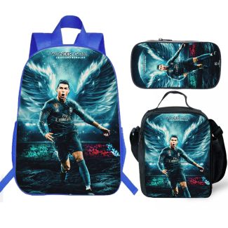 Cristiano Ronaldo backpack CR7 bookback kids boys school Lunch box School Bag