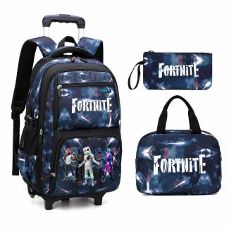 Fortnite Boys Rolling Backpacks Kids'Luggage Wheeled Backpack for School Boys Trolley Bags Space-Galaxy Roller Bookbag 