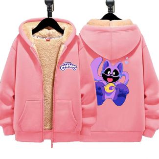 Kid's Smiling Critters Winter Sherpa Lined Zip Up Sweatshirt Jacket Hoodie 