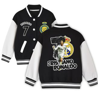 Kids Cristiano Ronaldo Varsity Jacket Girls Boys Baseball Jacket Bomber Coat POP Jackets with Pocket