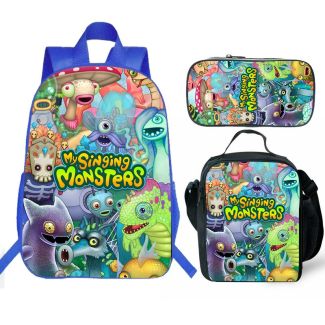 kids My Singing Monsters school backpack for boys lunch bag and pencil case
