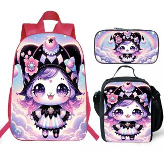 kuromi Backpack and Lunch box school bag Waterproof Bookbag Laptop bag Travel bag Kids Gifts Idea